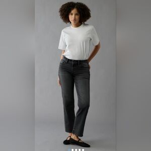 American Eagle Outfitters Women's High-Rise Straight Jeans - Black Size 14 Long